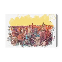 Leinwandbild Bunte New Yorker Wolkenkratzer Wie Gemalt
