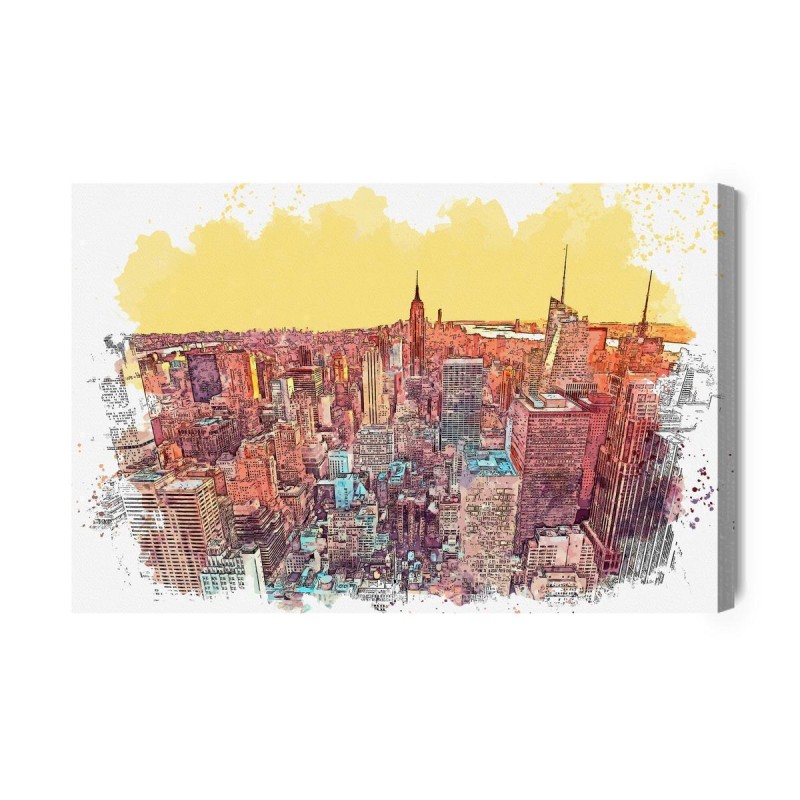 Leinwandbild Bunte New Yorker Wolkenkratzer Wie Gemalt