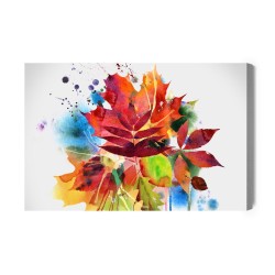 Leinwandbild Bunte Herbstblätter Mit Aquarell Gemalt