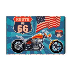 Leinwandbild Motorrad Mit Der Amerikanischen Flagge Im Vintage-Stil