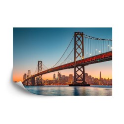 Fototapete San Francisco Skyline With Oakland Bay Bridge At Sunset  California  Usa