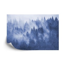 Fototapete Wald Im Nebel Texturiert In Blau