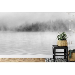 Fototapete Nebel Auf Dem Wasser In Schwarz-Weiß
