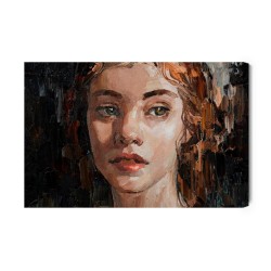 Leinwandbild Portrait Of A Young  Dreamy Girl With Curly Brown Hair