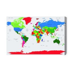 Leinwandbild Bunte Politische Weltkarte