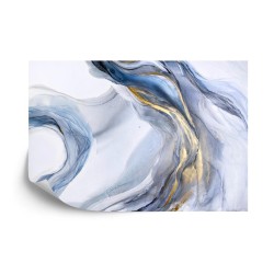 Fototapete Abstract Blue Art With Gray And Gold — Light Blue Background With Beautiful Smudges And Stains Made With Alco