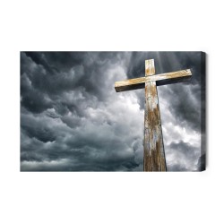 Leinwandbild Kreuz Auf Dem Hintergrund Von Wolken