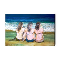 Leinwandbild Drei Frauen Am Meer