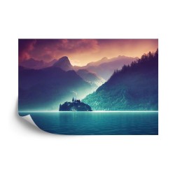 Fototapete Fantasy Concept Showing A Lake Bled  Slovenia. Digital Art Style  Painting