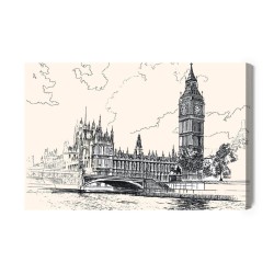 Leinwandbild Zeichnung Des Palace Of Westminster