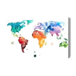 Leinwandbild Weltkarte In Aquarellfarben