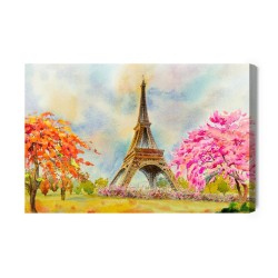 Leinwandbild Der Eiffelturm Zwischen Bunten Bäumen