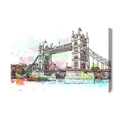 Leinwandbild Tower Bridge Mit Aquarellfarben Gemalt