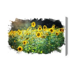 Leinwandbild Ein Sonnenblumenfeld In Künstlerischer Ausführung
