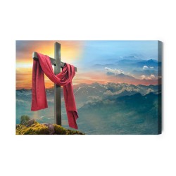 Leinwandbild Kreuz Auf Dem Hintergrund Der Berge