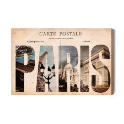 Leinwandbild Vintage Postkarte Von Paris
