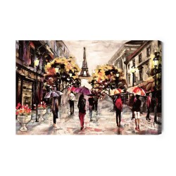 Leinwandbild Menschen Mit Bunten Regenschirmen In Paris