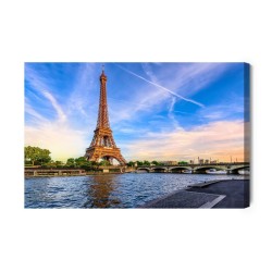 Leinwandbild 3D-Ansicht Der Seine Und Des Eiffelturms