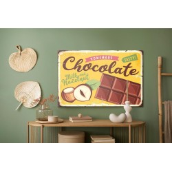 Leinwandbild Schokolade Mit Nüssen Und Retro-Schriftzug