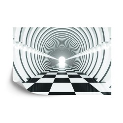 Fototapete 3D Tunnel - Schwarz Weiß