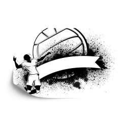 Fototapete Schwarz-Weiß-Volleyball-Spieler Mit Ball