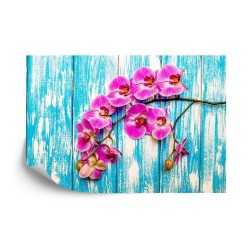 Fototapete Orchideen Auf Einem Hintergrund Aus Brettern