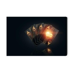 Leinwandbild Schwarze Pokerspielkarten