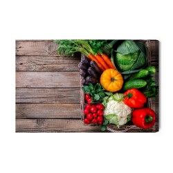 Leinwandbild Gemüsekorb Auf Dem Tisch