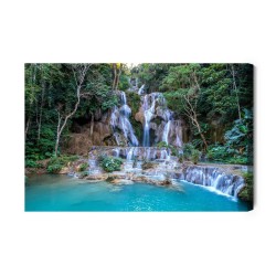 Leinwandbild Schöner Wasserfall Kuang Si In Laos