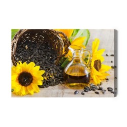 Leinwandbild Sonnenblumenkerne Und Öl