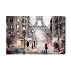 Leinwandbild Eine Pariser Straße In Pastellfarben