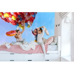 Fototapete Junge Mit Luftballons Im Flug