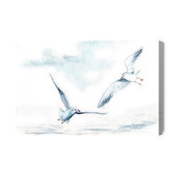 Leinwandbild Weiße Vögel Mit Aquarell Gemalt