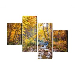 Mehrteiliges Bild 3D-Herbstwaldlandschaft