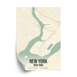 Poster New York-Karte Im Retro-Stil