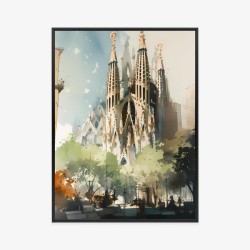 Poster Abstrakte Illustration Der Kirche Sagrada Familia