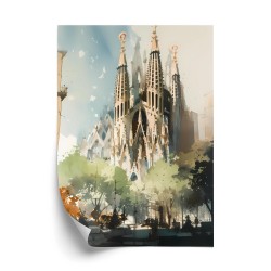 Poster Abstrakte Illustration Der Kirche Sagrada Familia