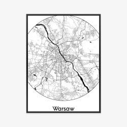 Poster Warschauer Minimalistische Karte Im Kreis