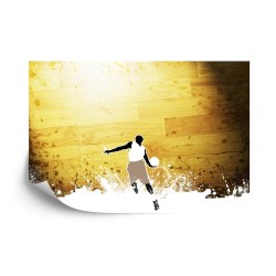 Fototapete Basketballspieler Auf Einem Hintergrund Von Planken