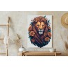 Poster Kopf Eines Roten Löwen Mit Mähne Und Blumen