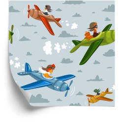 Tapete Kinder In Bunten Flugzeugen