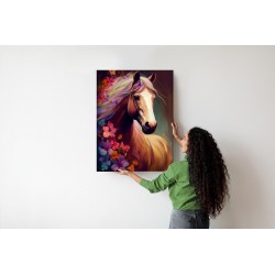 Poster Komposition Mit Einem Pferd Und Blumen