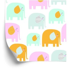 Tapete Für Kinder - Fröhliche Elefanten In Pastellfarben
