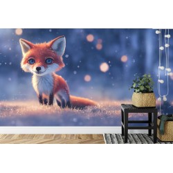 Fototapete Woodland Fox In Winter Snow  Created With Ai  Artificial Intelligence