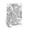Poster Warschauer Schwarz-Weiß-Detaillierter Stadtplan