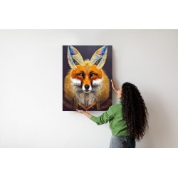 Poster Red Tribal Fox Portrait. Vintage Hand Drawn For T-Shirt  Poster  Clothes.