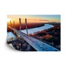 Fototapete Beautiful Panoramic Aerial Drone View To Cable-Stayed Siekierkowski Bridge Over The Vistula River And Warsaw 