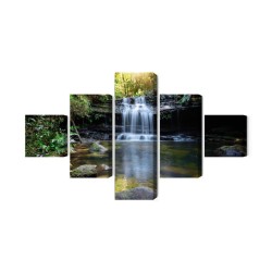 Mehrteiliges Bild Ein Wasserfall Im Busch