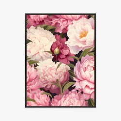 Poster Rosa Pfingstrosen Romantisches Blumenmuster