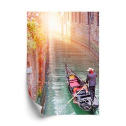 Poster Venezianischer Gondoliere Auf Dem Grünen Wasser Des Kanals